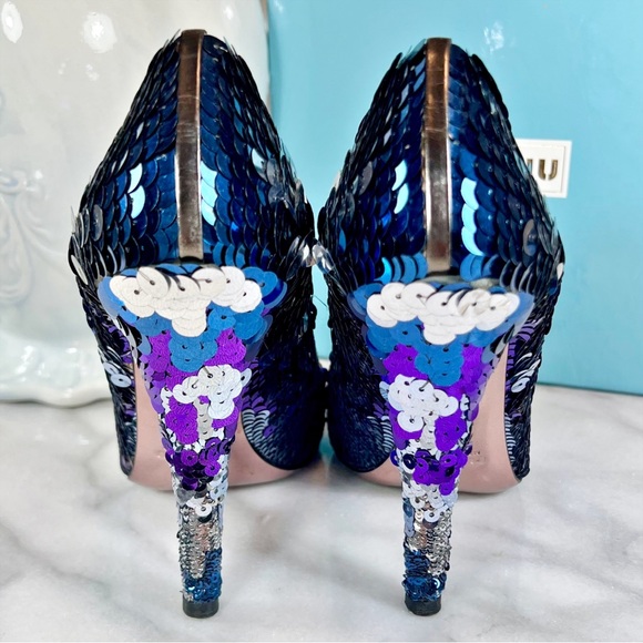 Miu Miu Multicolor Sequin Round Toe Pumps - Picture 7 of 9